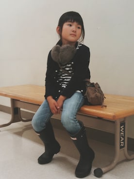 「アイテム（イヤーマフ）」を使った、coco-kanaさん（キッズ・120cm）の秋コーディネート