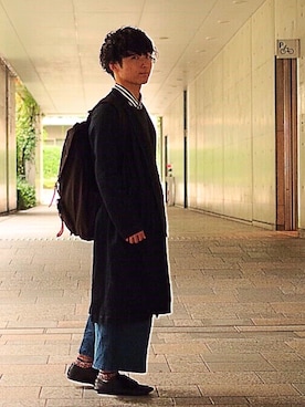 「アイテム（バックパック/リュック）」を使った、りょうさん（メンズ・153cm）の秋コーディネート