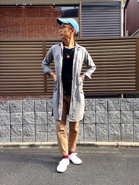 「ANVIL（アンヴィル）のアイテム（キャップ、ブルー系）」を使った、Masahiro Ikedaさん（メンズ・171cm）の秋コーディネート