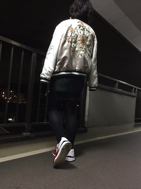 「FOREVER 21（フォーエバー トゥエンティーワン）のアイテム（スタジャン）」を使った、ぽむぽむぷりんさん（レディース・165cm）の秋コーディネート