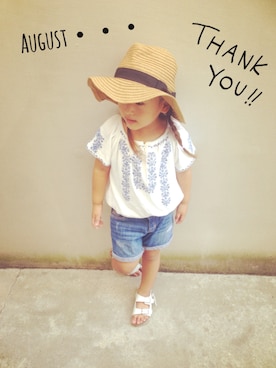 「ZARA KIDSのアイテム（シャツ/ブラウス、ホワイト系）」を使った、☞HANNA☞さん（キッズ）の夏コーディネート