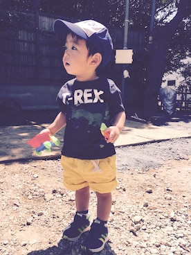 「OSHKOSH（オシュコシュ）のアイテム（ソックス/靴下）」を使った、まーさん（キッズ・80cm）の夏コーディネート
