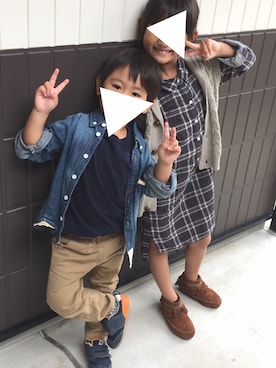 「アイテム（ブーツ）」を使った、haru45さん（キッズ・120cm）の秋コーディネート