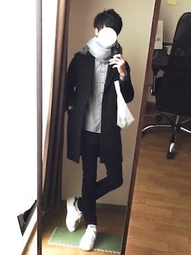 「HARE（ハレ）のアイテム（チェスターコート）」を使った、ryo_kandaさん（メンズ・175cm）の冬コーディネート