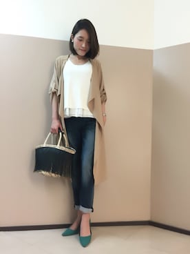 「Andemiu（アンデミュウ）のアイテム（バッグ）」を使った、yuka.Nさん（レディース・155cm）の春コーディネート