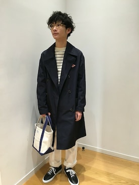 「DANTON（ダントン）のアイテム（その他アウター）」を使った、BSHOPみなとみらいスタッフさん（メンズ・170cm）の冬コーディネート