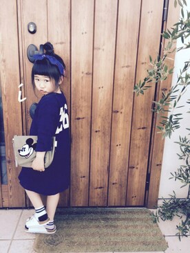 「アイテム（ポーチ）」を使った、daccoさん（キッズ・110cm）の春コーディネート