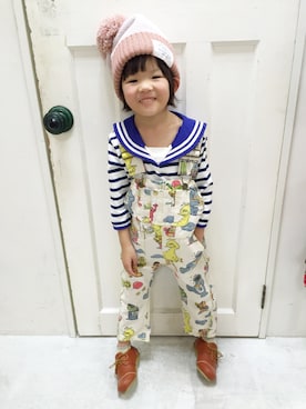 「アイテム（オールインワン・サロペット）」を使った、isamiさん（キッズ・120cm）の冬コーディネート
