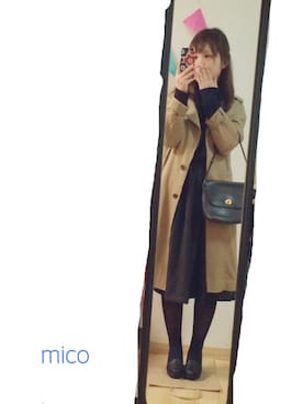 「usedのアイテム（トレンチコート、ベージュ系）」を使った、m i c o ¨¨さん（レディース・147cm）の冬コーディネート