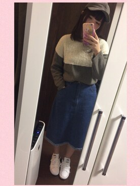 「Omekashi（オメカシ）のコーデュロイキャップ（キャップ、グレー系）」を使った、yukinkoさん（レディース・157cm）の秋コーディネート