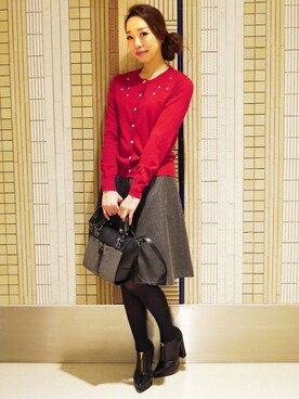 「Soareak（ソアリーク）の【DANIELLE NICOLE】ALEXA MINI WOOL（Boston bag、ブラック系）」を使った、Connyさん（レディース・163cm）の秋コーディネート