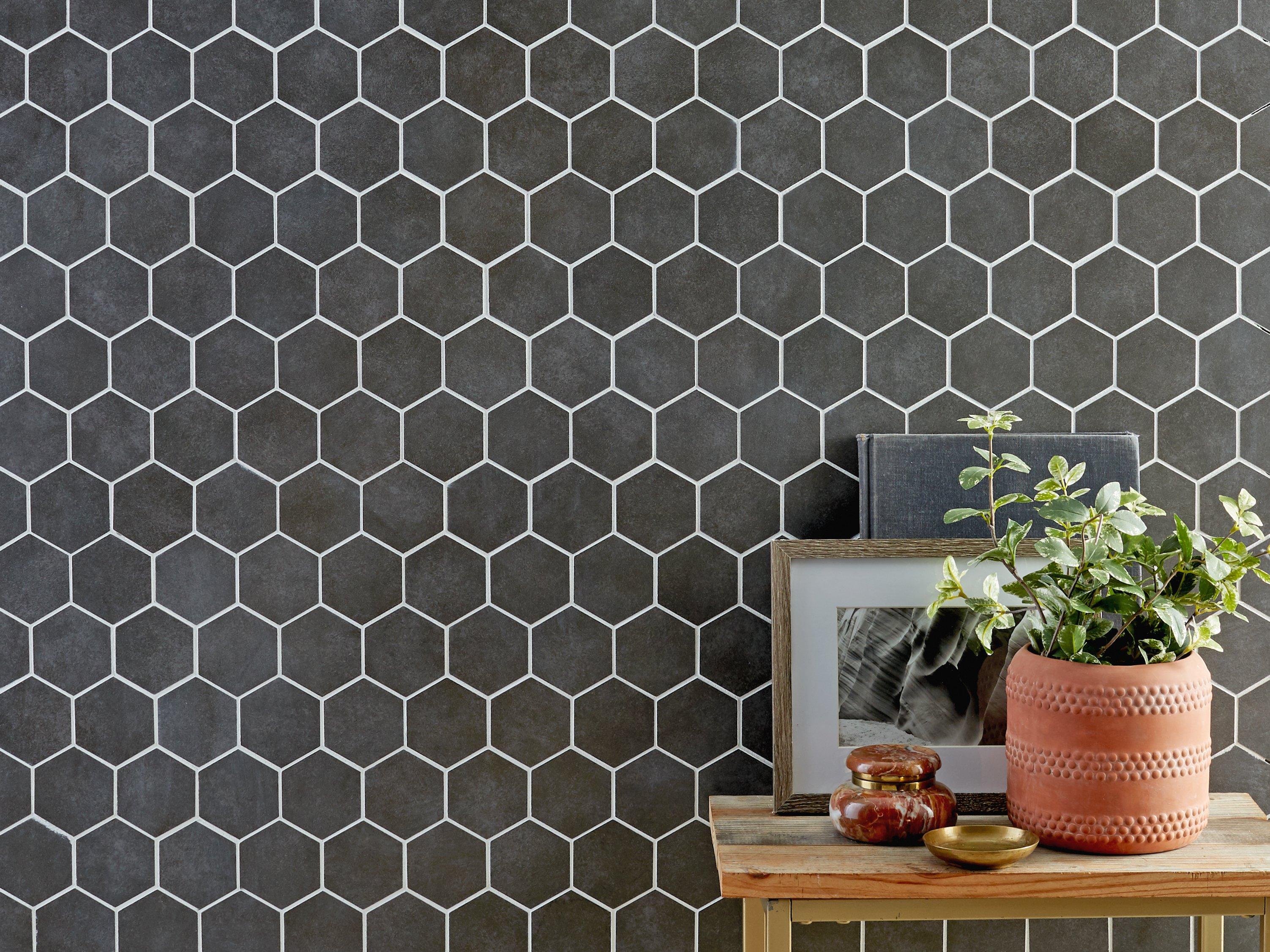 Uptown Antracite Hexagon Matte Porcelain Mosaic