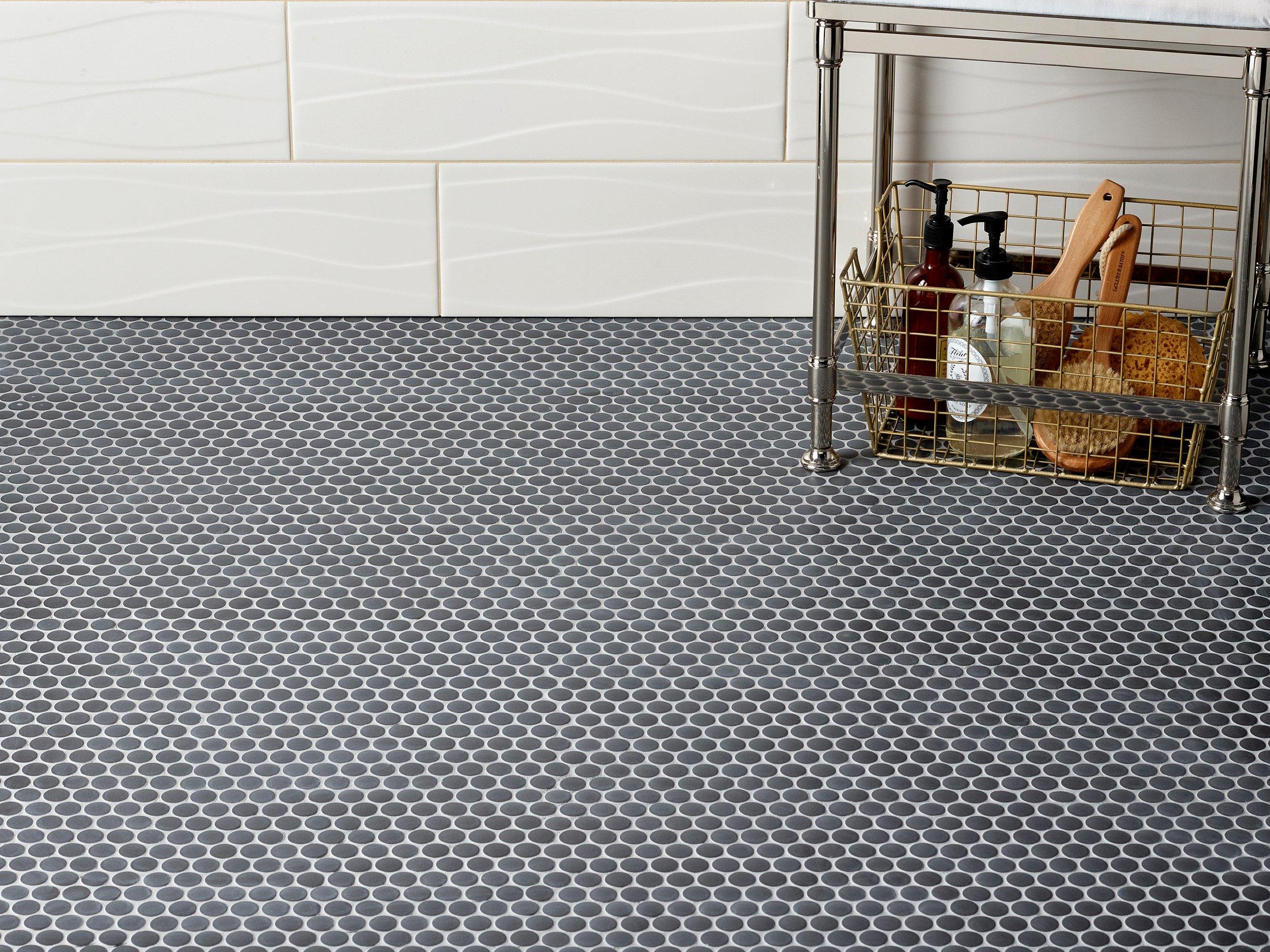 Unglazed Dark Gray Penny Porcelain Mosaic