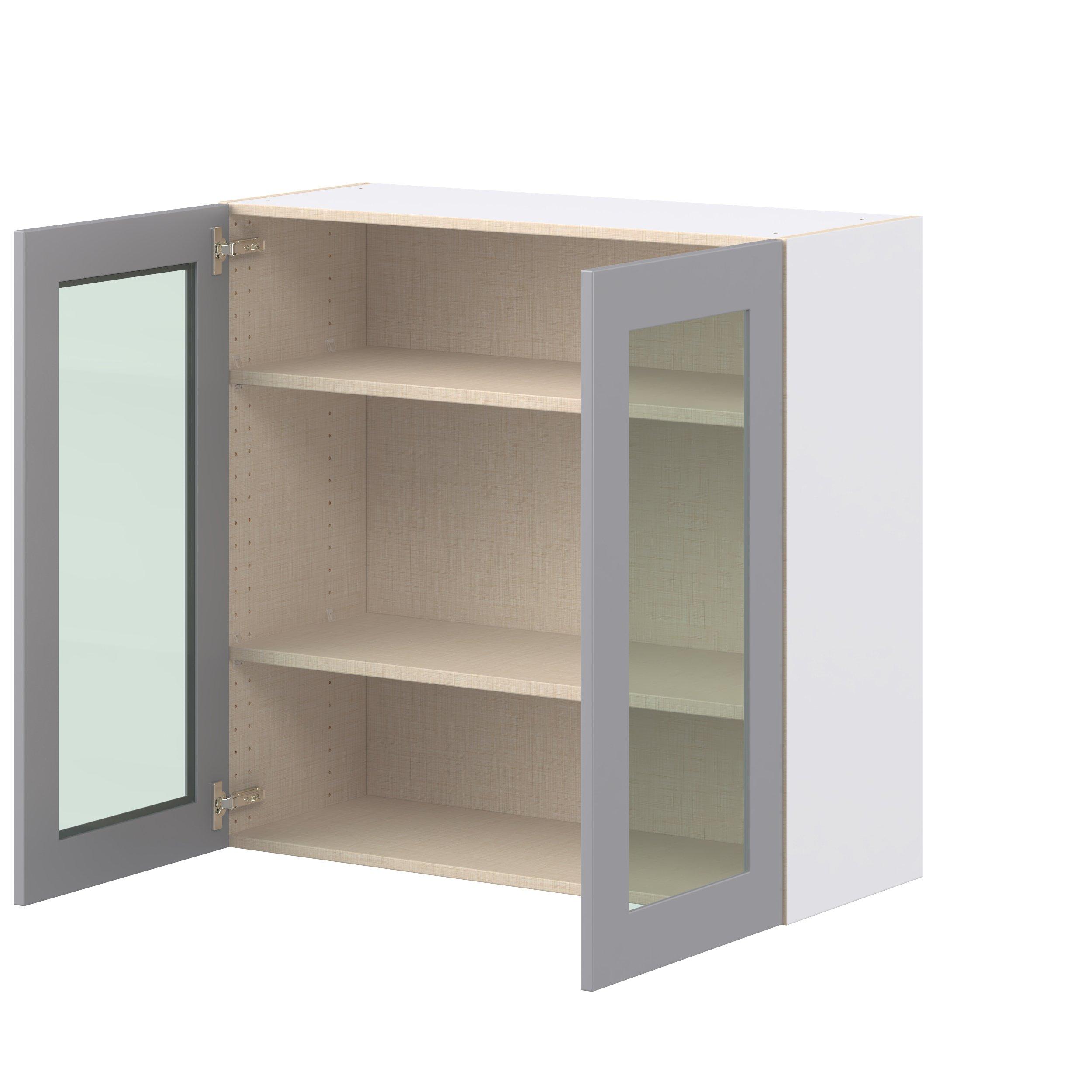 Candler 36 in. Painted Slate Gray Wall Cabinet with Glass Door