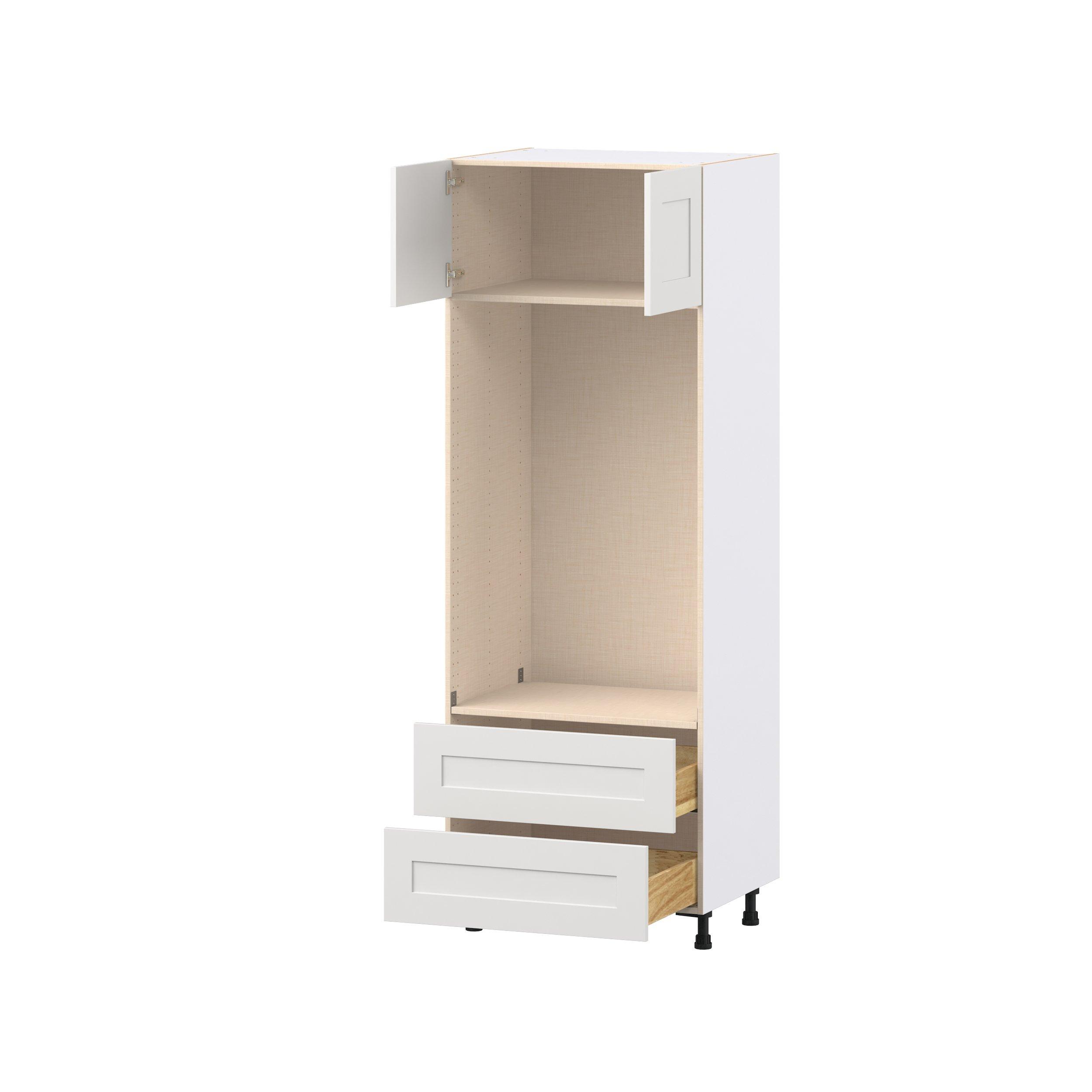 Candler 30 in. Painted Warm White Door and Drawer Microwave/Oven Pantry Cabinet