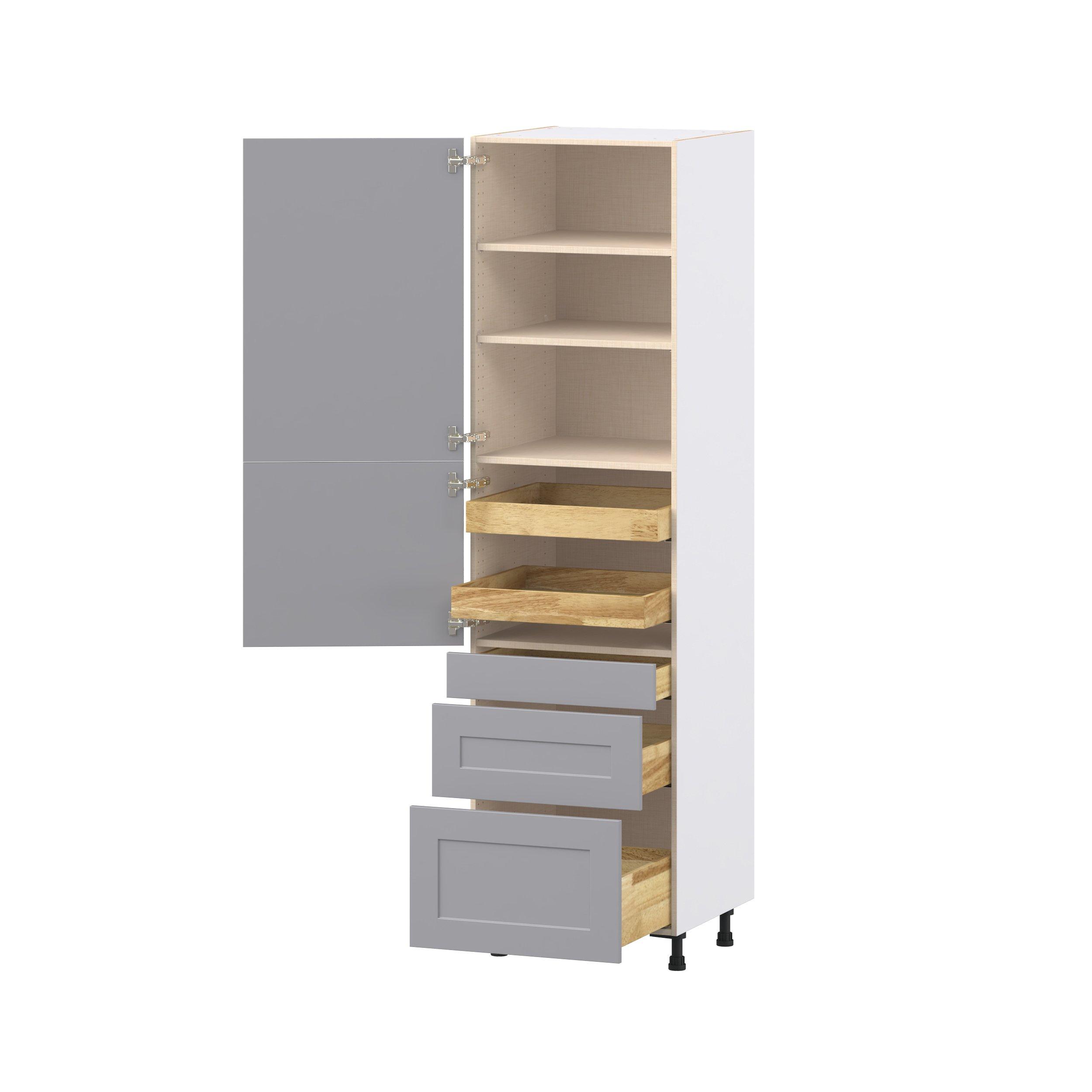 Candler 24 in. Painted Slate Gray Door and Drawer Pantry Cabinet with Inner Pull-Out