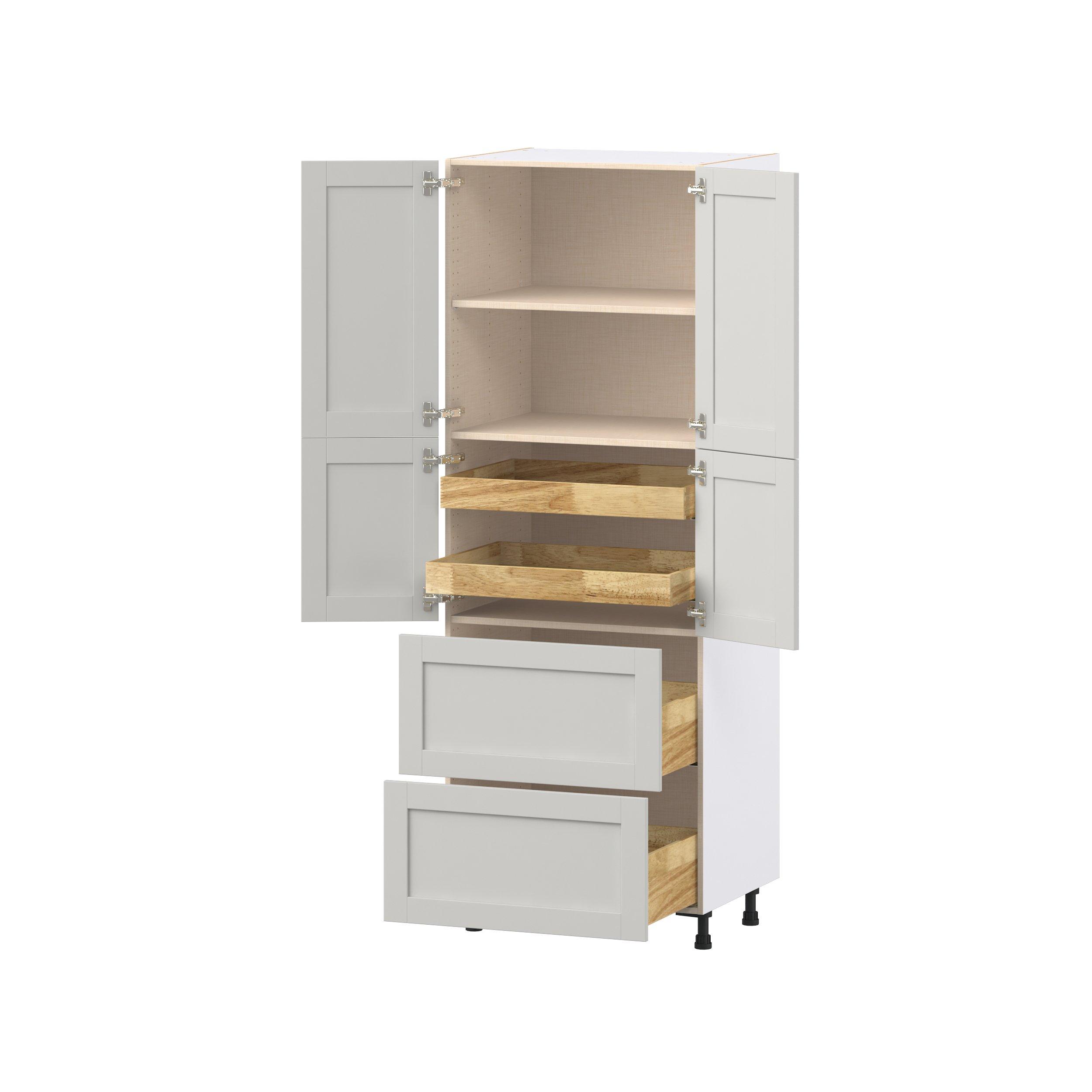 Summerhill 30 in. Light Gray Door and Drawer Pantry Cabinet with Inner Pull-Out