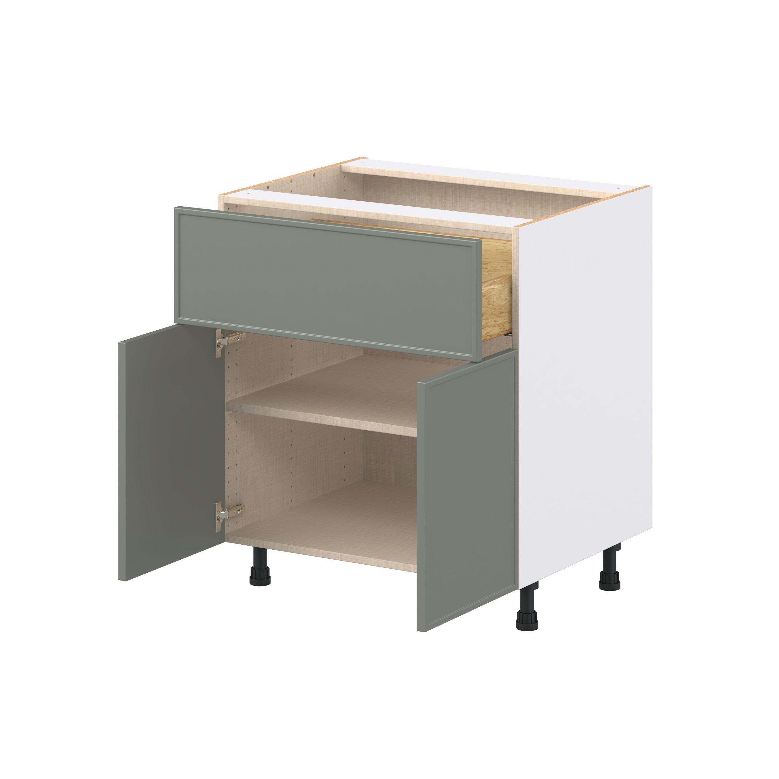 Linden 30 in. Painted Moss Green Door and Drawer Base Cabinet