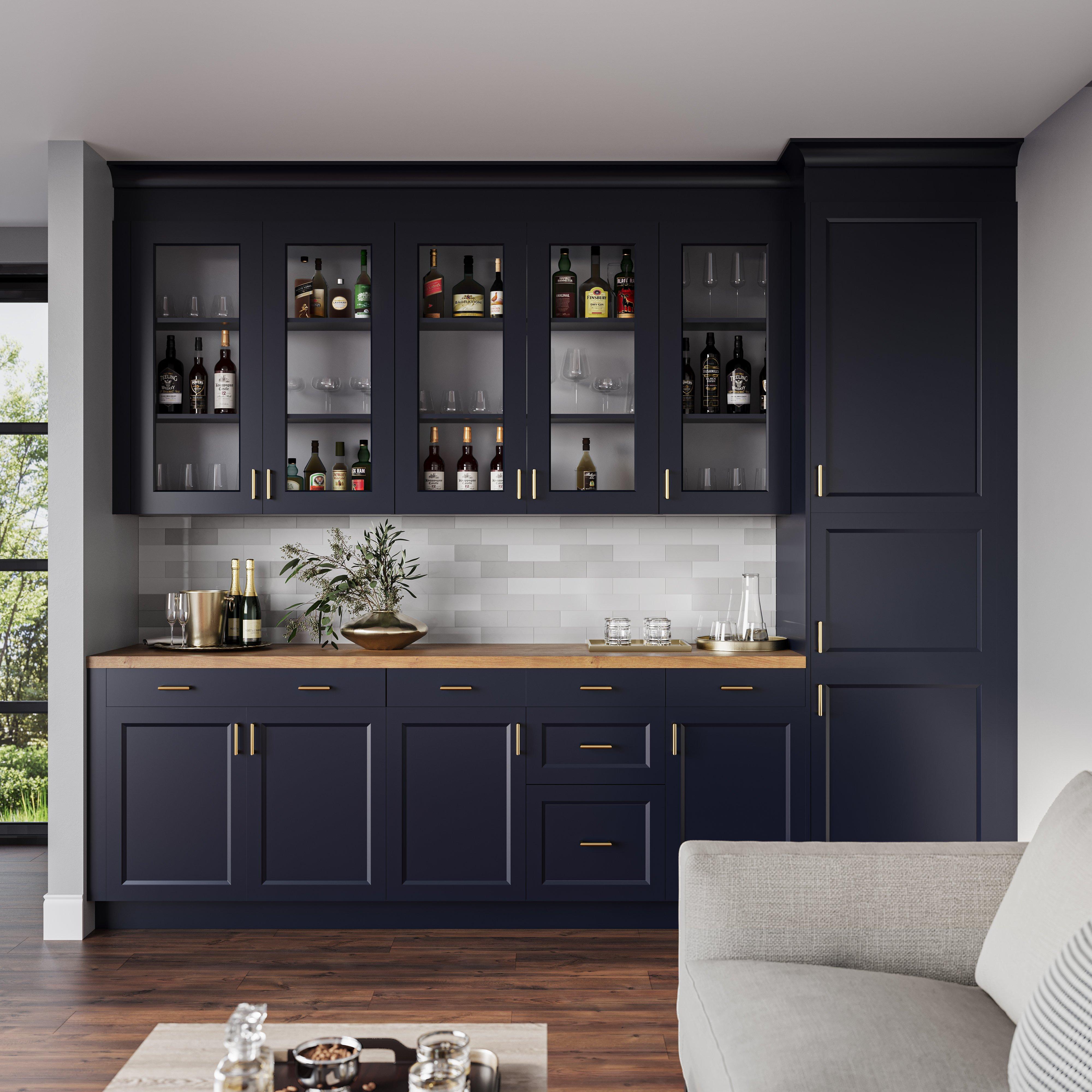 Peachtree 33 in. Painted Midnight Blue Base Cabinet with Inner Pull-Out Drawer