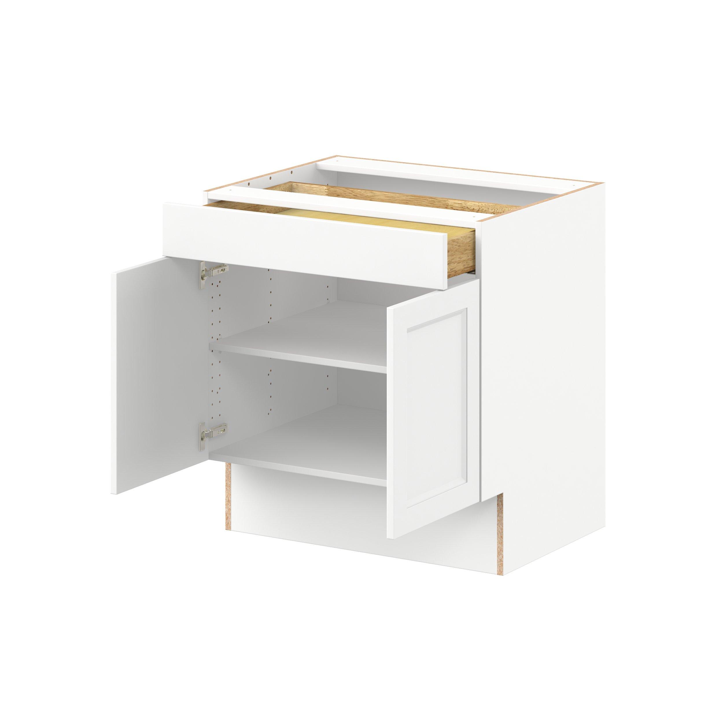 Peachtree 30 in. Painted Bright White Door and Drawer Base Cabinet