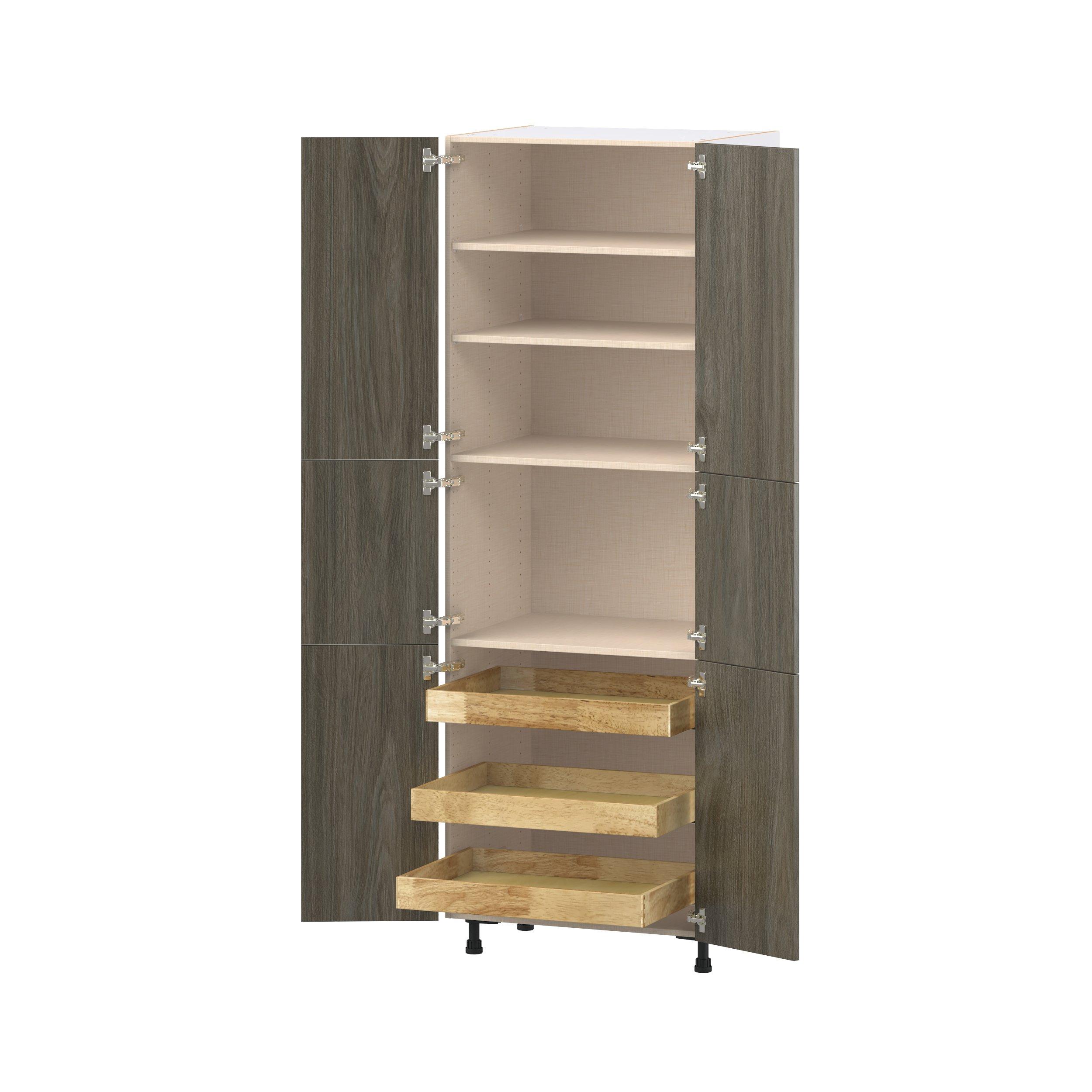 Glenwood 30 in. Burnt Walnut Pantry Cabinet with Inner Pull-Out Drawer