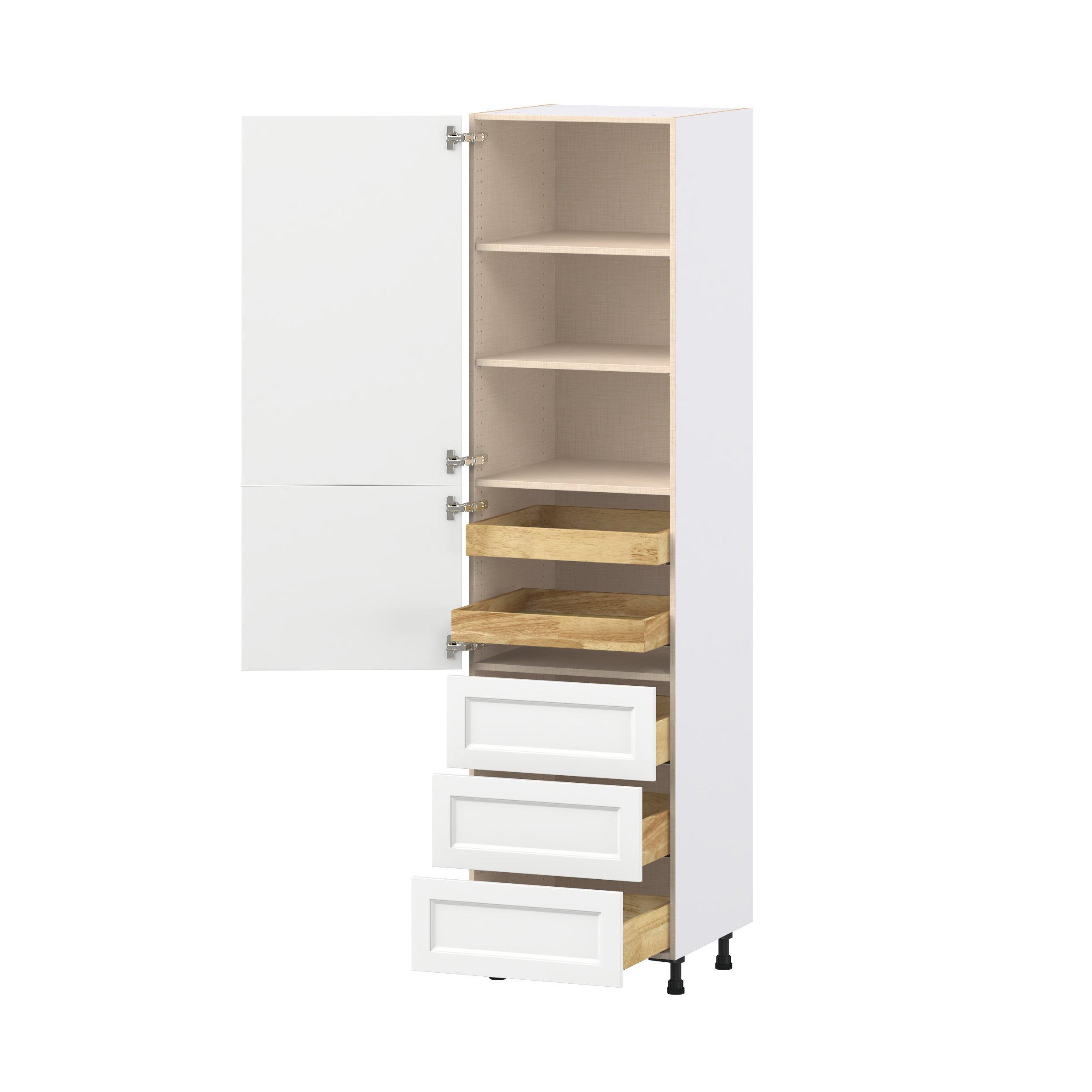 Peachtree 24 in. Painted Bright White Door and Drawer Pantry Cabinet with Inner Pull-Out