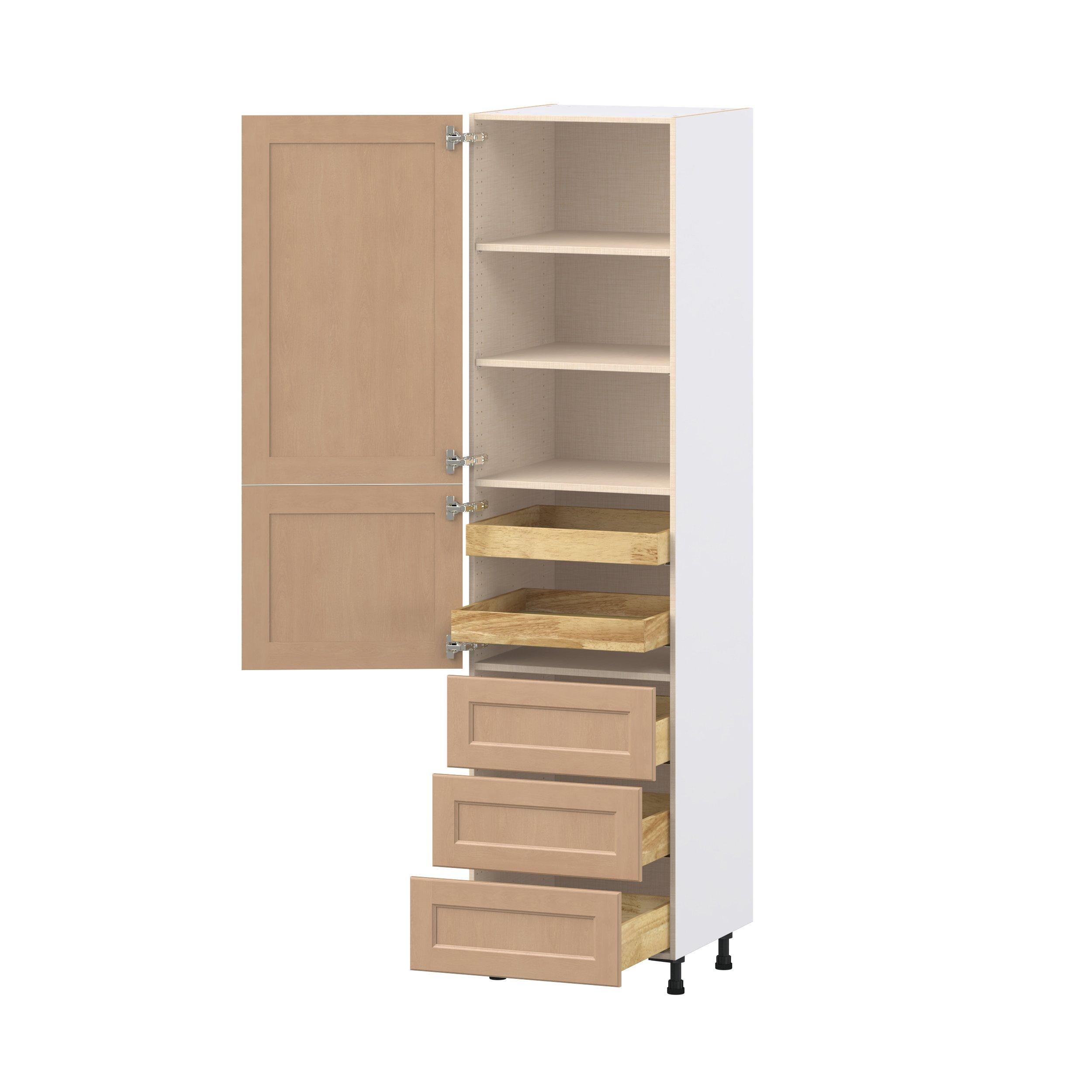 Sugarhill 24 in. Stained Sugar Cookie Door and Drawer Pantry Cabinet with Inner Pull-Out