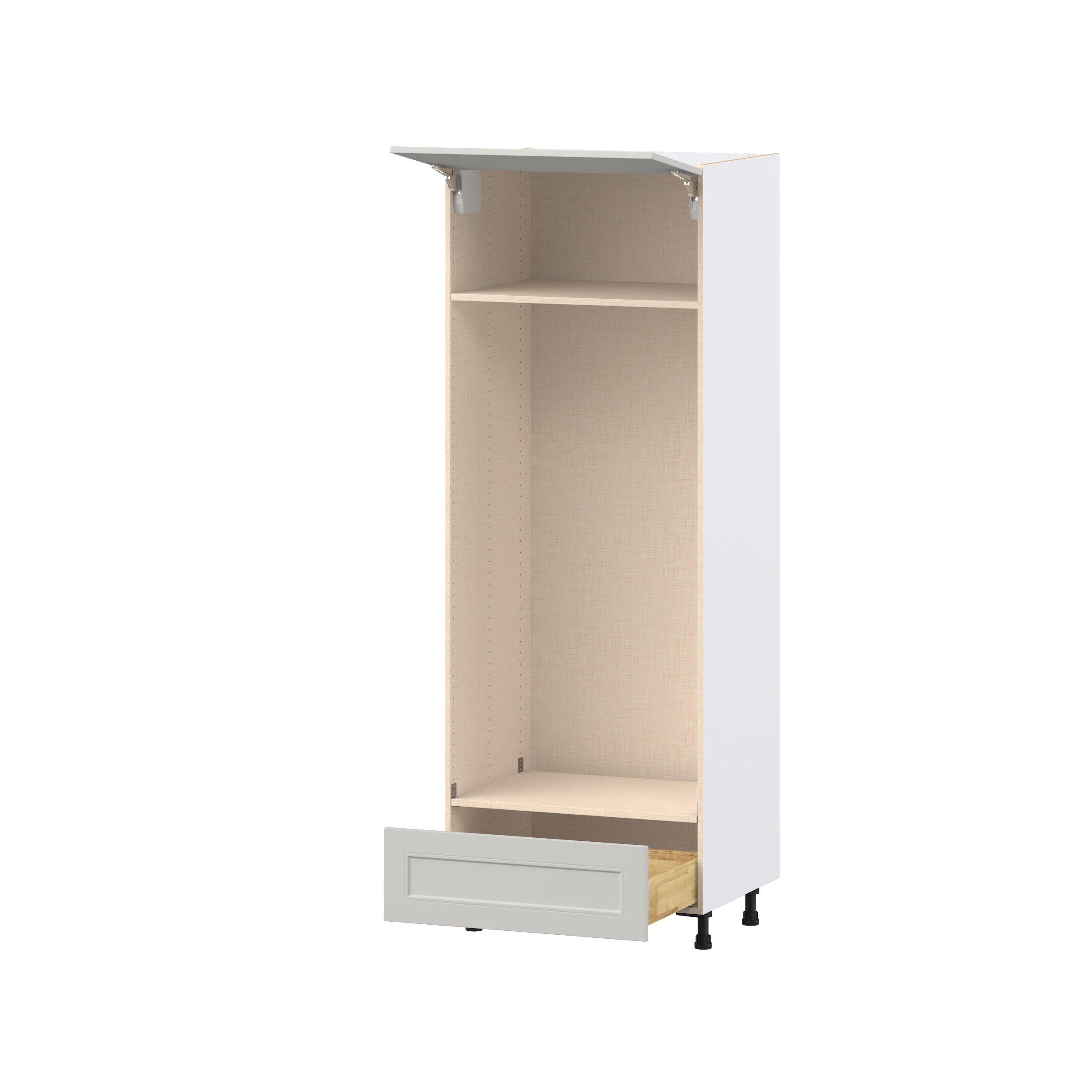 Lenox 30 in. Painted Light Gray Lift Up Door and Drawer Double Oven Pantry Cabinet