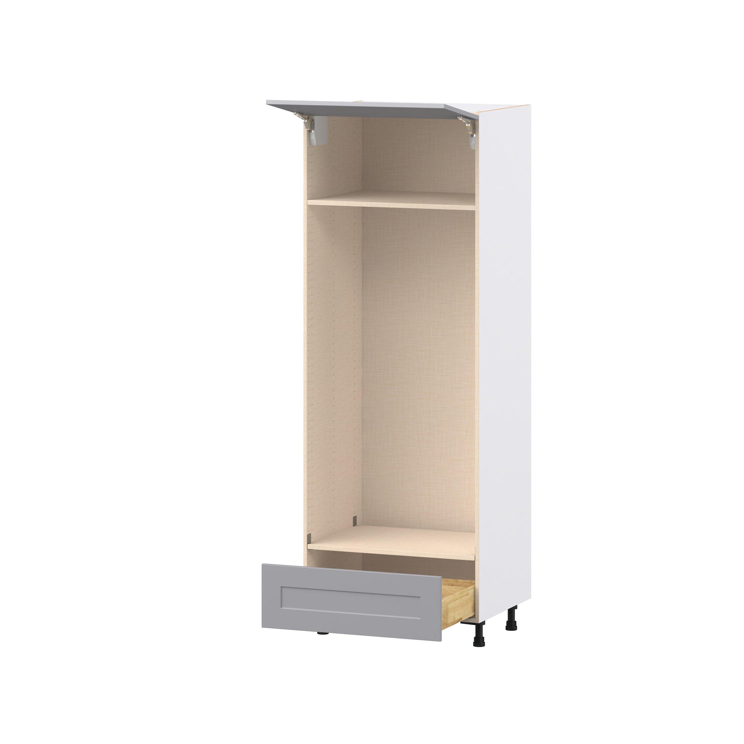 Candler 30 in. Painted Slate Gray Lift Up Door and Drawer Double Oven Pantry Cabinet