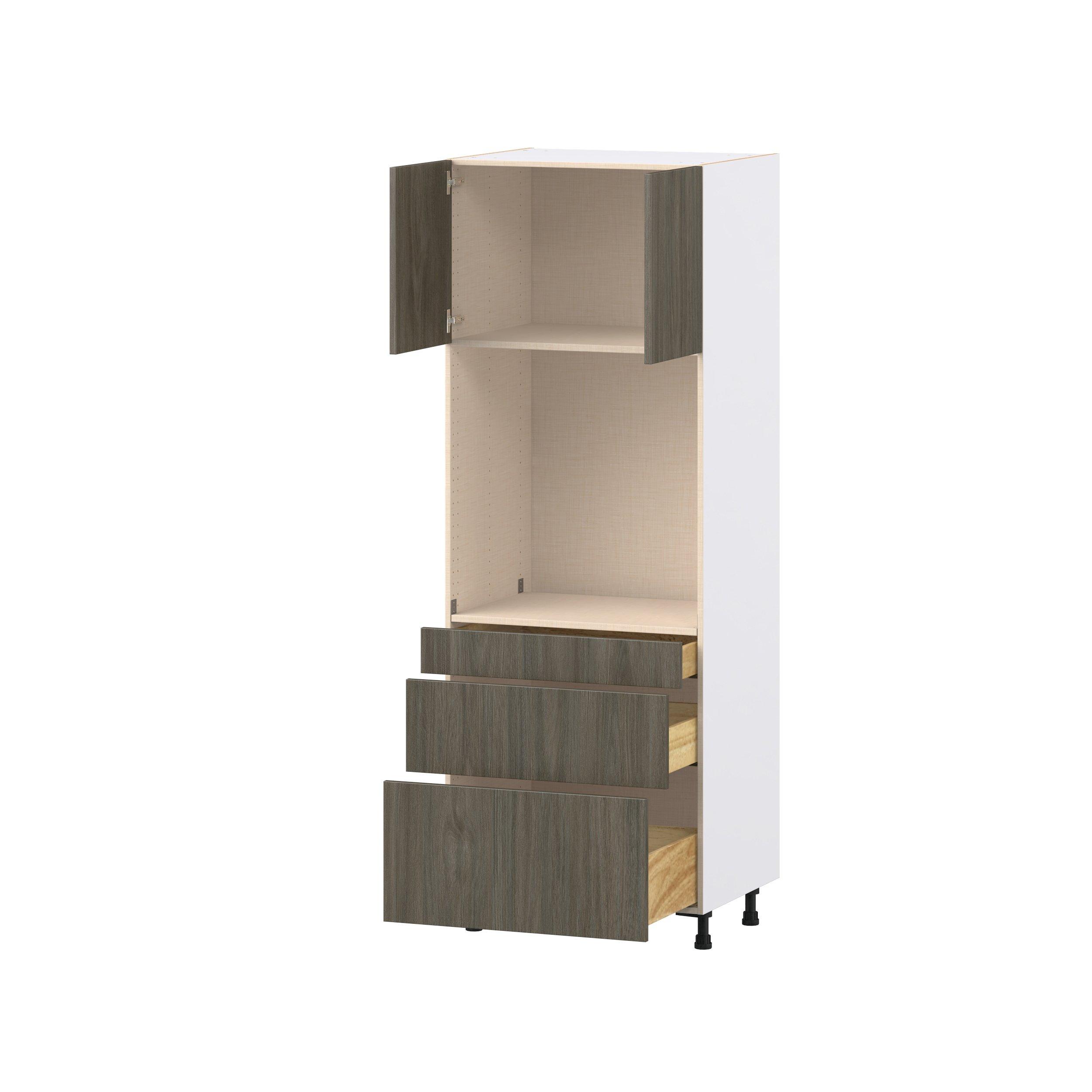Glenwood 30 in. Burnt Walnut Door and Drawer Single Oven Pantry Cabinet
