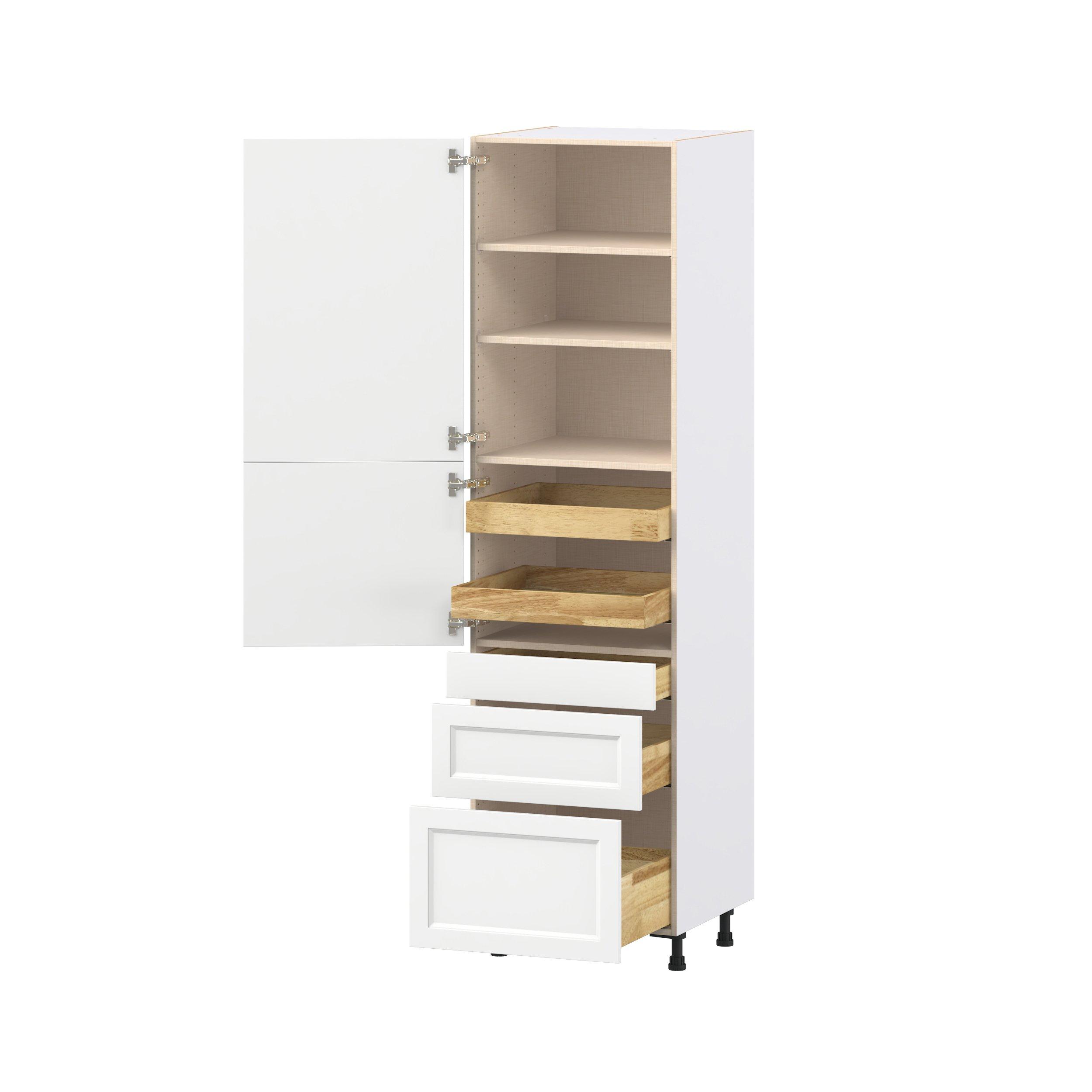 Peachtree 24 in. Painted Bright White Door and Drawer Pantry Cabinet with Inner Pull-Out