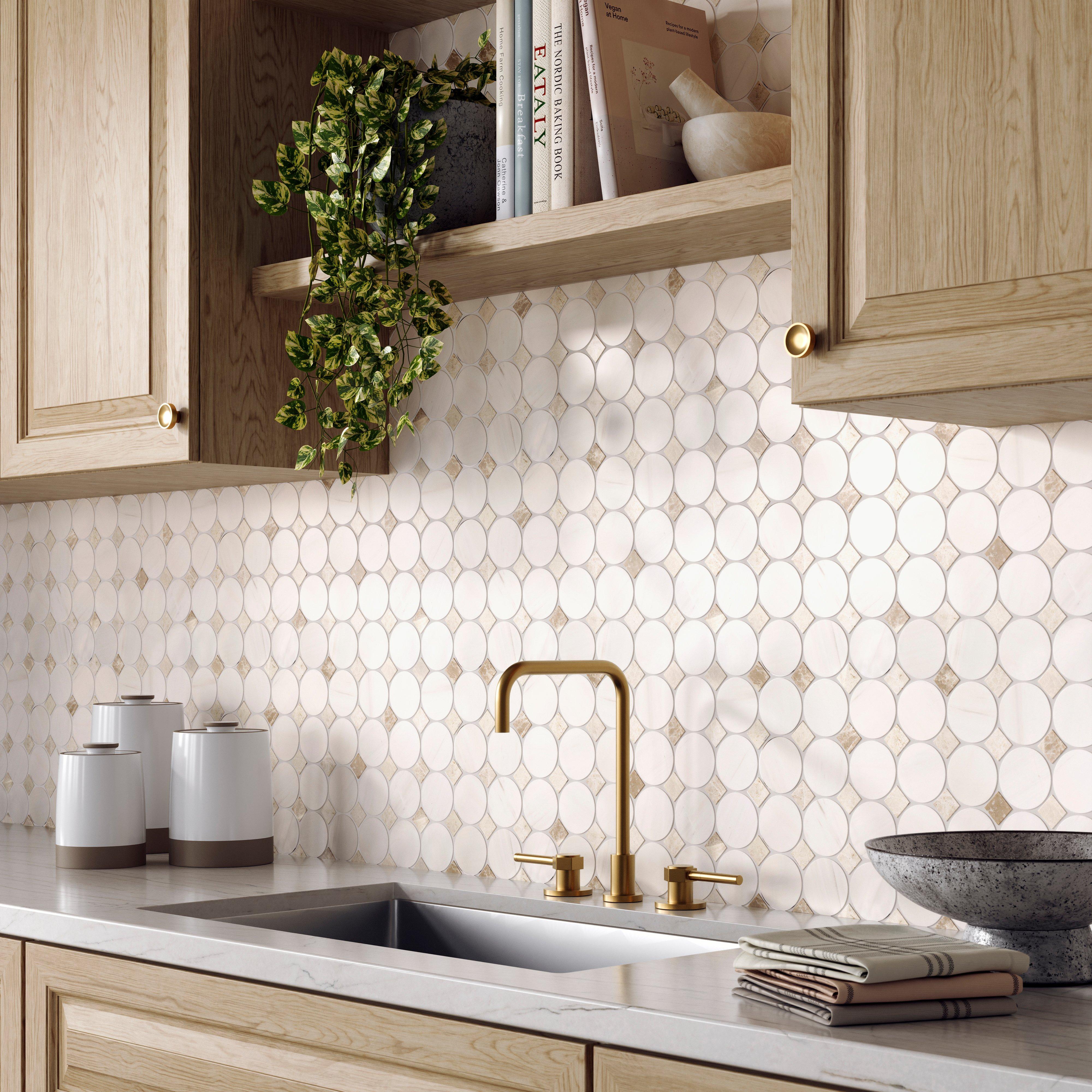 Crema Velluto Dolomite Maverick Polished Marble Mosaic