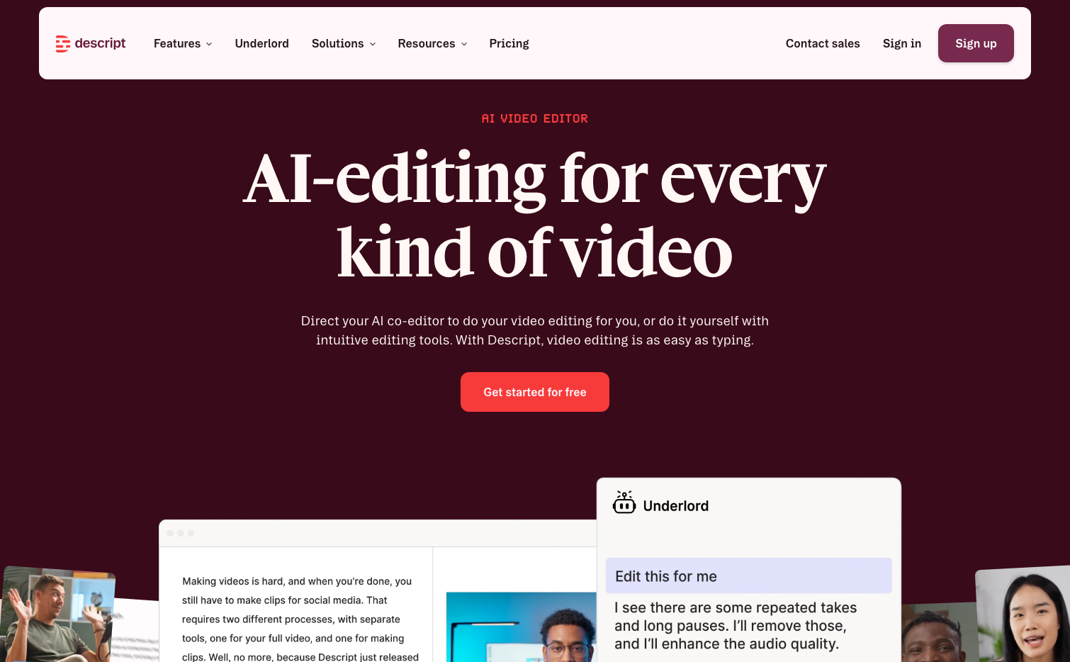 Descript · full editing suite