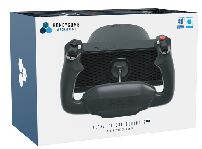 Honeycomb Alpha Flight Controls Lite Yoke en Switch Panel PC en Mac verpakking