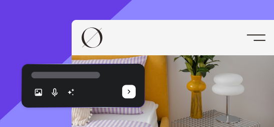 An illustration for the Pillar 6: The Engineer featuring UI elements like image, microfon and AI icons, a menu icon, and a backdrop with a lamp and a vase, with violet background