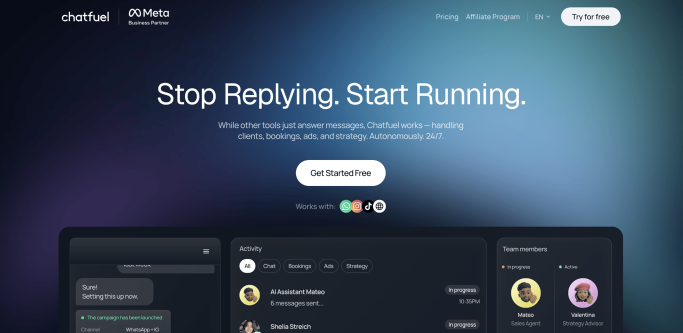 Chatfuel home page