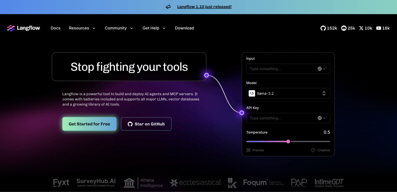 Langflow home page