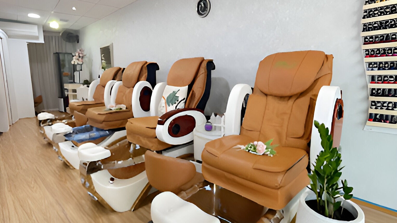 Luxurious pedicure chairs at Bonjour Nails and Beauty, Melbourne, Victoria, AU offer ultimate comfort.
