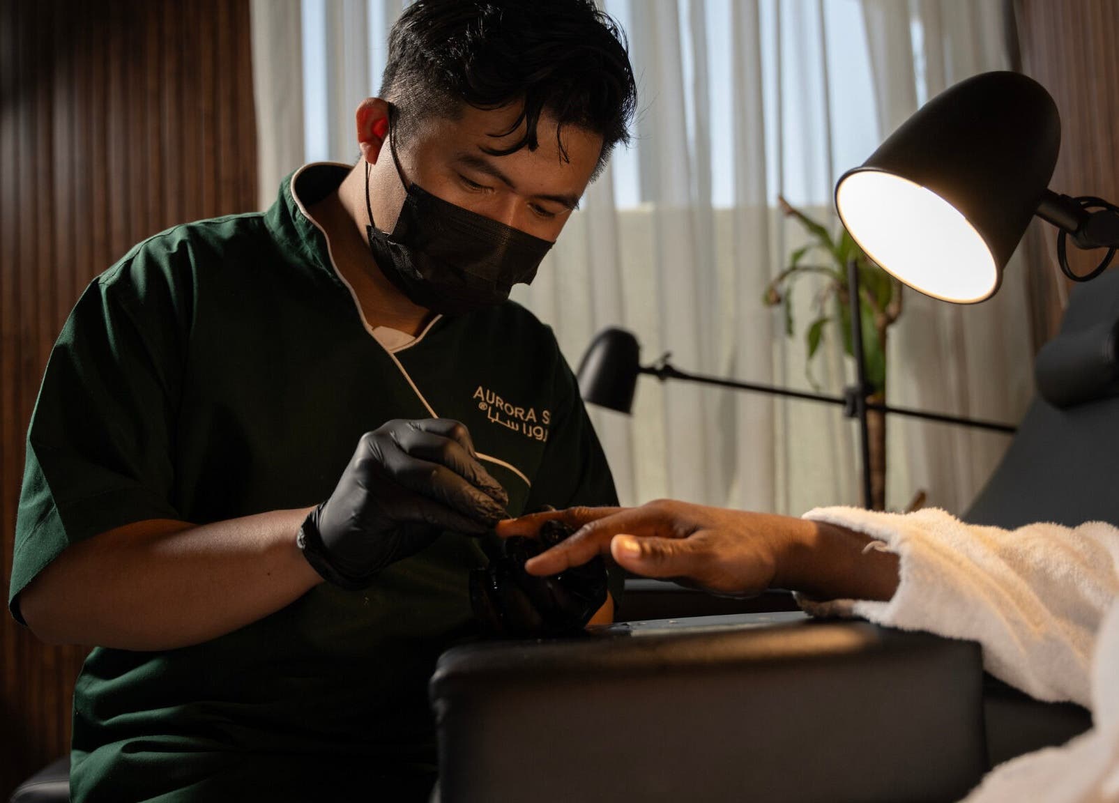 Manicure at Aurora Spa Alnarjis I أورورا سبا النرجس, Riyadh, Riyadh Province, SA. Luxurious wellness session.