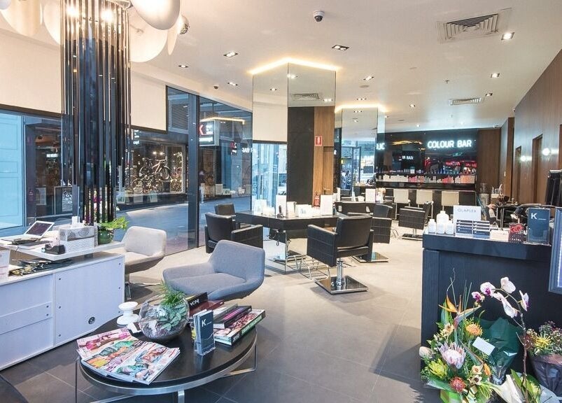Modern interior of K concept in Melbourne, Victoria, AU, showcasing sleek seating and vibrant decor.