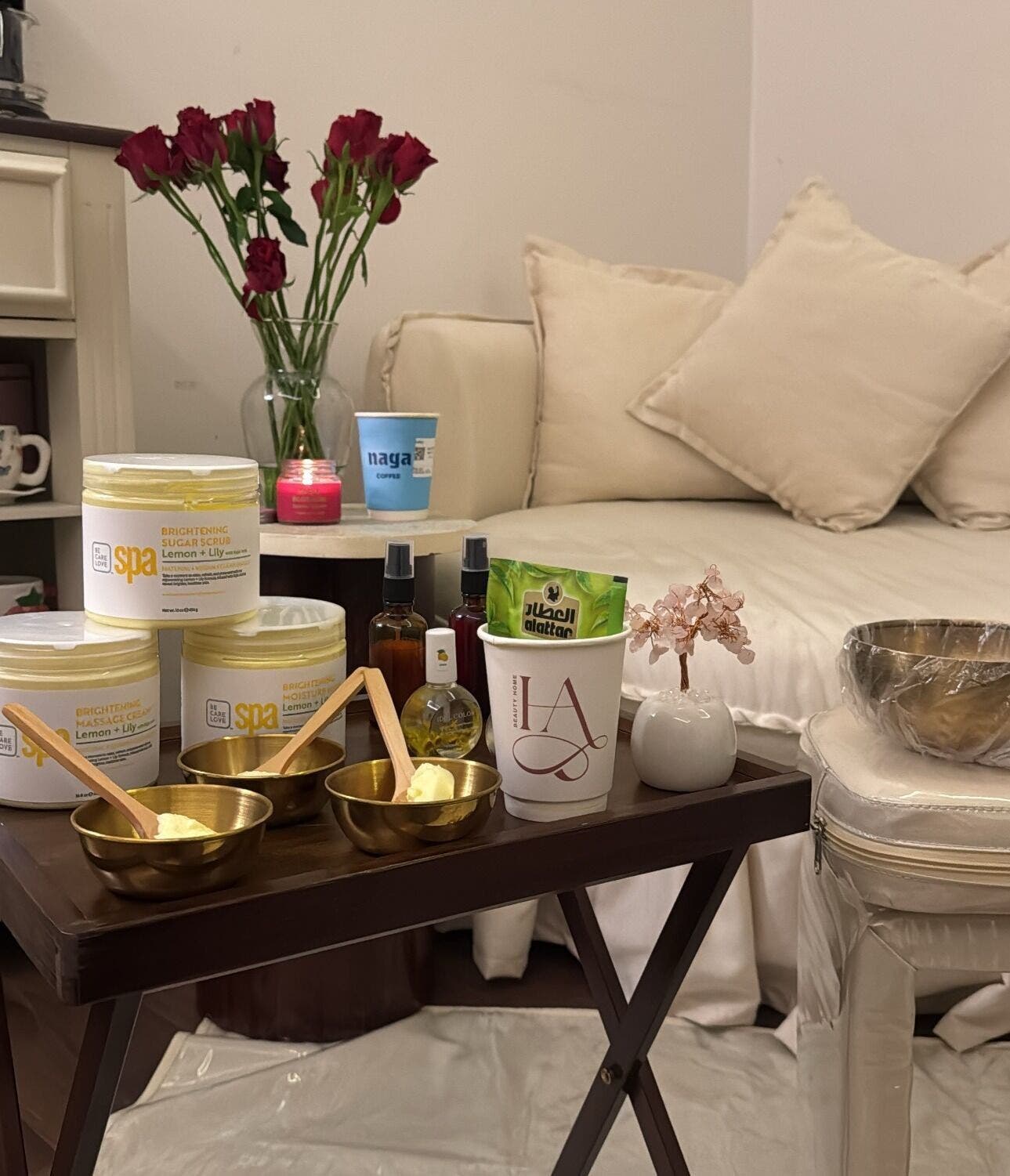 Luxurious spa products displayed at Ha.Spa in Riyadh, Riyadh Province, SA for ultimate relaxation experience.