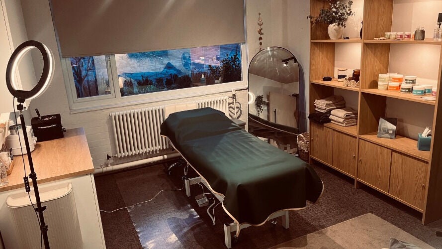 Tranquil treatment room at The Wax Room Hull, Hull, England, GB, featuring a cozy massage table.