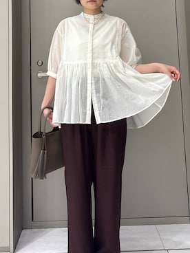 「リネンパンツ」｜ちなさん（レディース・163cm）の春コーディネート