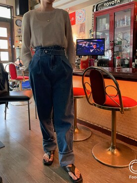 「UNIQLO（ユニクロ）のアイテム（その他トップス、ベージュ系）」を使った、＠hikさん（レディース・156cm）の夏コーディネート