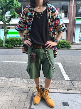 「VINTAGE（ヴィンテージ）のアイテム（シャツ/ブラウス、その他）」を使った、𝓓𝓪𝓲𝓴𝓲🧞‍♂️さん（メンズ・180cm）の夏コーディネート