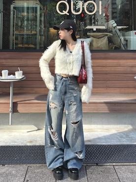 「アイテム（アイシャドウ）」を使った、りなてぃさん（レディース・150cm）の秋コーディネート