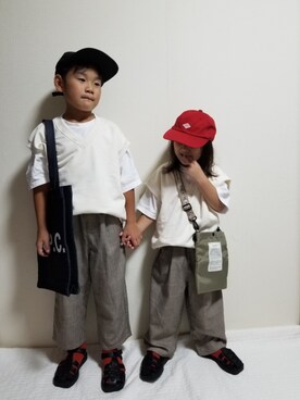 「アイテム（トートバッグ）」を使った、moon☺︎さん（キッズ・120cm）の夏コーディネート