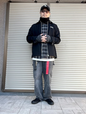 「NEW ERA（ニューエラ）のアイテム（キャップ）」を使った、ムックさん（メンズ・174cm）の冬コーディネート
