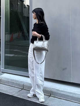 「アイテム（ボストンバッグ、グレー系）」を使った、asaさん（レディース・163cm）の春コーディネート
