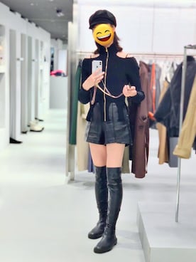 「FETICO（フェティコ）のアイテム（ニット/セーター、ブラック系）」を使った、hocheさん（レディース・183cm）の秋コーディネート